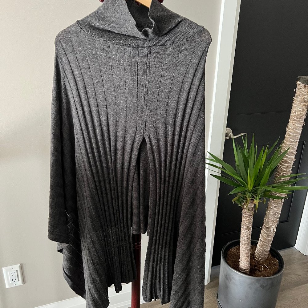 Etereo - Asymmetric Turtleneck Poncho - Gray - Size O/S - NWT